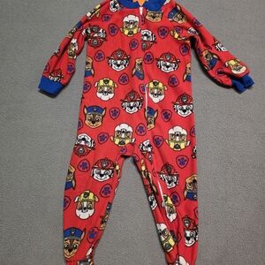Nickelodeon Red Paw Patrol Fleece One-Piece Footie Pajamas with Blue Trim